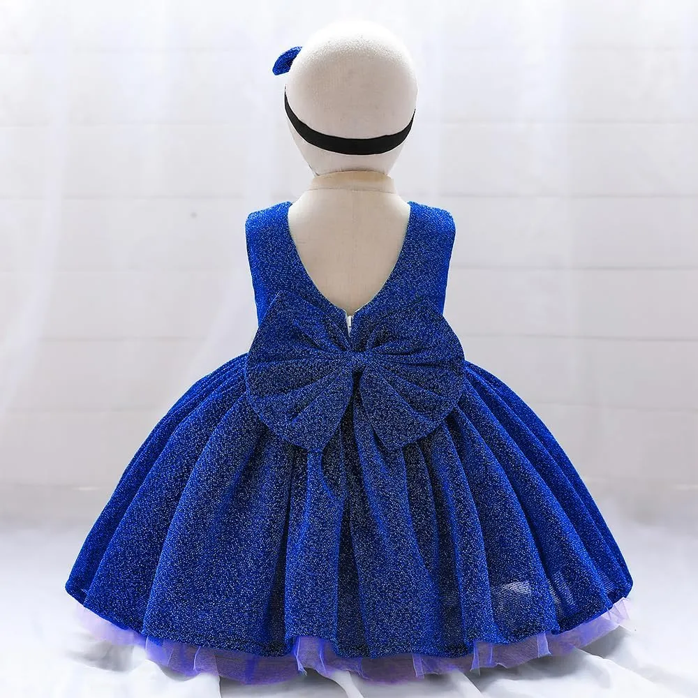 0-6T Baby Girls Dress Princess Dress Special Occasion Formal Gowns Backless Pageant Wedding Party Dresses with Headwear