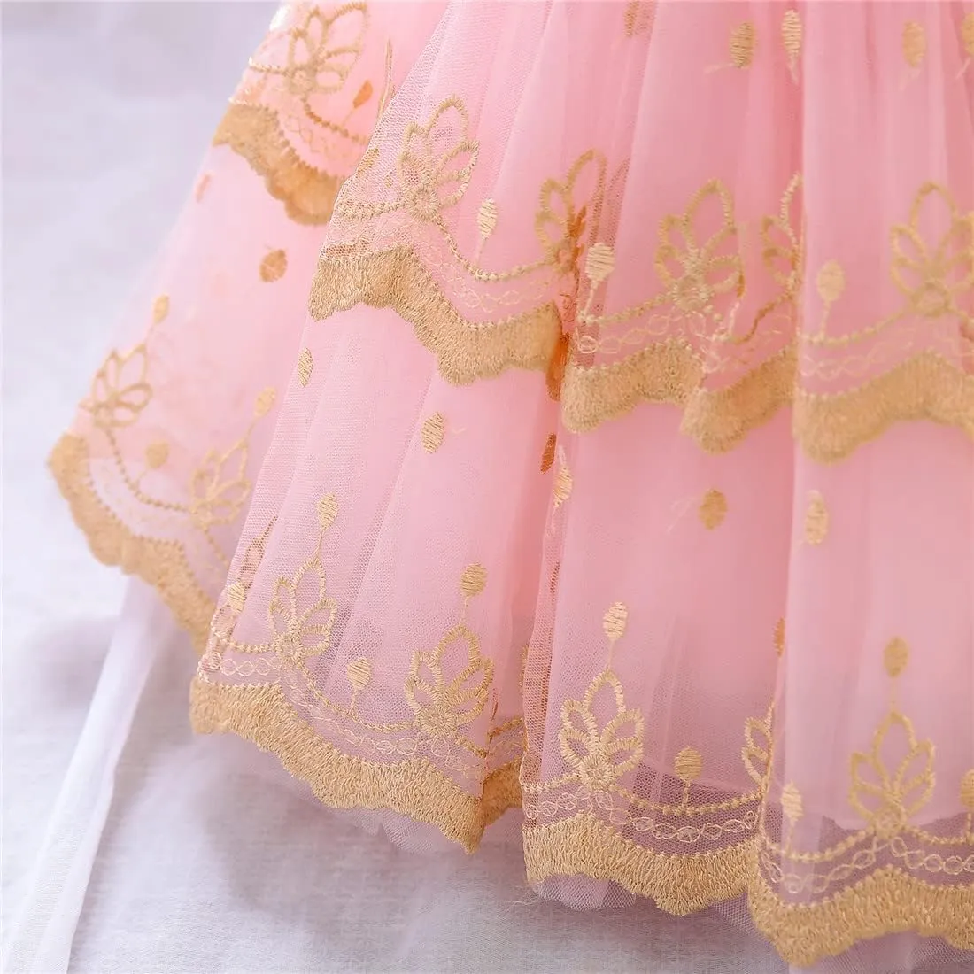 0-6T Baby Girls Dress Princess Dress Special Occasion Formal Gowns Backless Pageant Wedding Party Dresses with Headwear