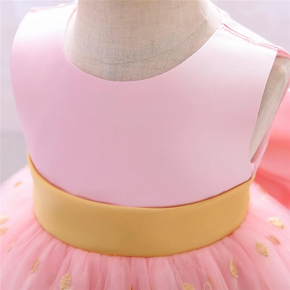 0-6T Baby Girls Dress Princess Dress Special Occasion Formal Gowns Backless Pageant Wedding Party Dresses with Headwear