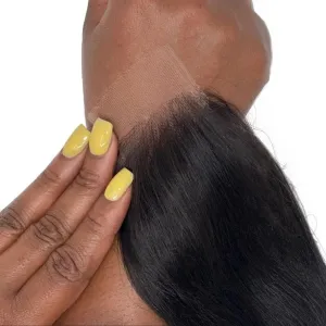 0.1mm Ultra-thin SKINLIKE Real HD Lace Closure, 2x6 Straight Human Hair Closure Pre Plucked Invisible Swiss HD Lace Closure Natural Hairline 16 Inch