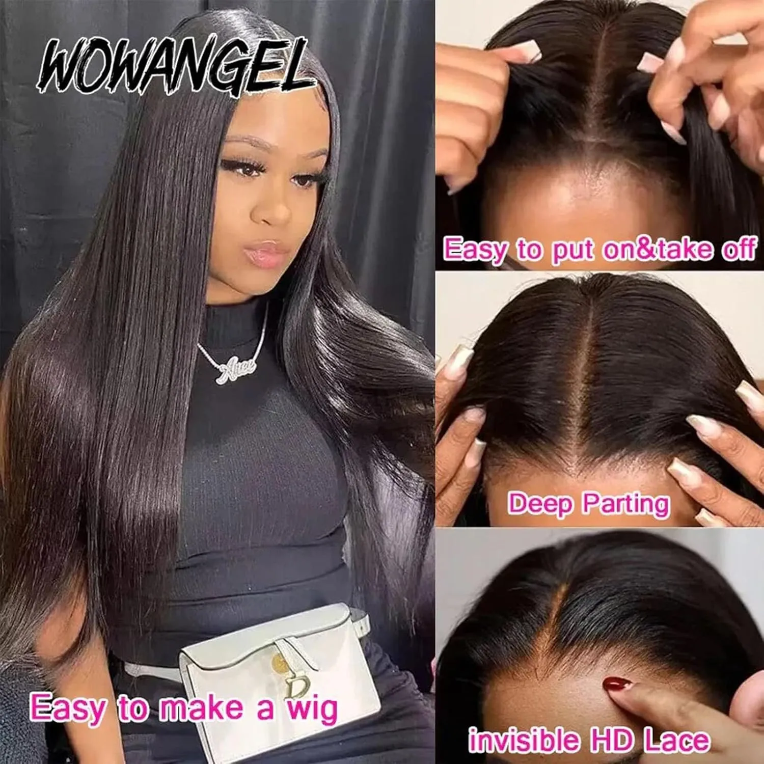 0.1mm Ultra-thin SKINLIKE Real HD Lace Closure, 2x6 Straight Human Hair Closure Pre Plucked Invisible Swiss HD Lace Closure Natural Hairline 16 Inch