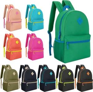 10-Pack 17" School Backpacks - Bulk Wholesale Bookbags for Elementary Kids, Middle, and High School Boys Girls, Assorted 10 Colors, Durable Reliable mochila to give away