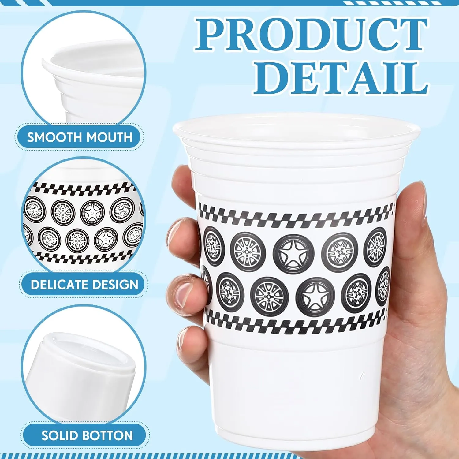 100 Pcs Race Car Party Supplies Bulk 16 oz Checkered Flag Cups Racing Themed Thick Plastic Cup for Race Car Birthday Party Checkered Racing Party Sports Themed Birthday Party Supplies