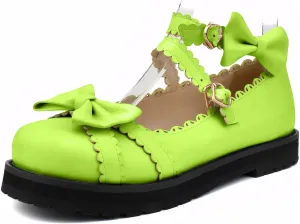 100FIXEO Women's Ankle Strap Platform Mary Janes Kawaii Goth Shoes with Bows