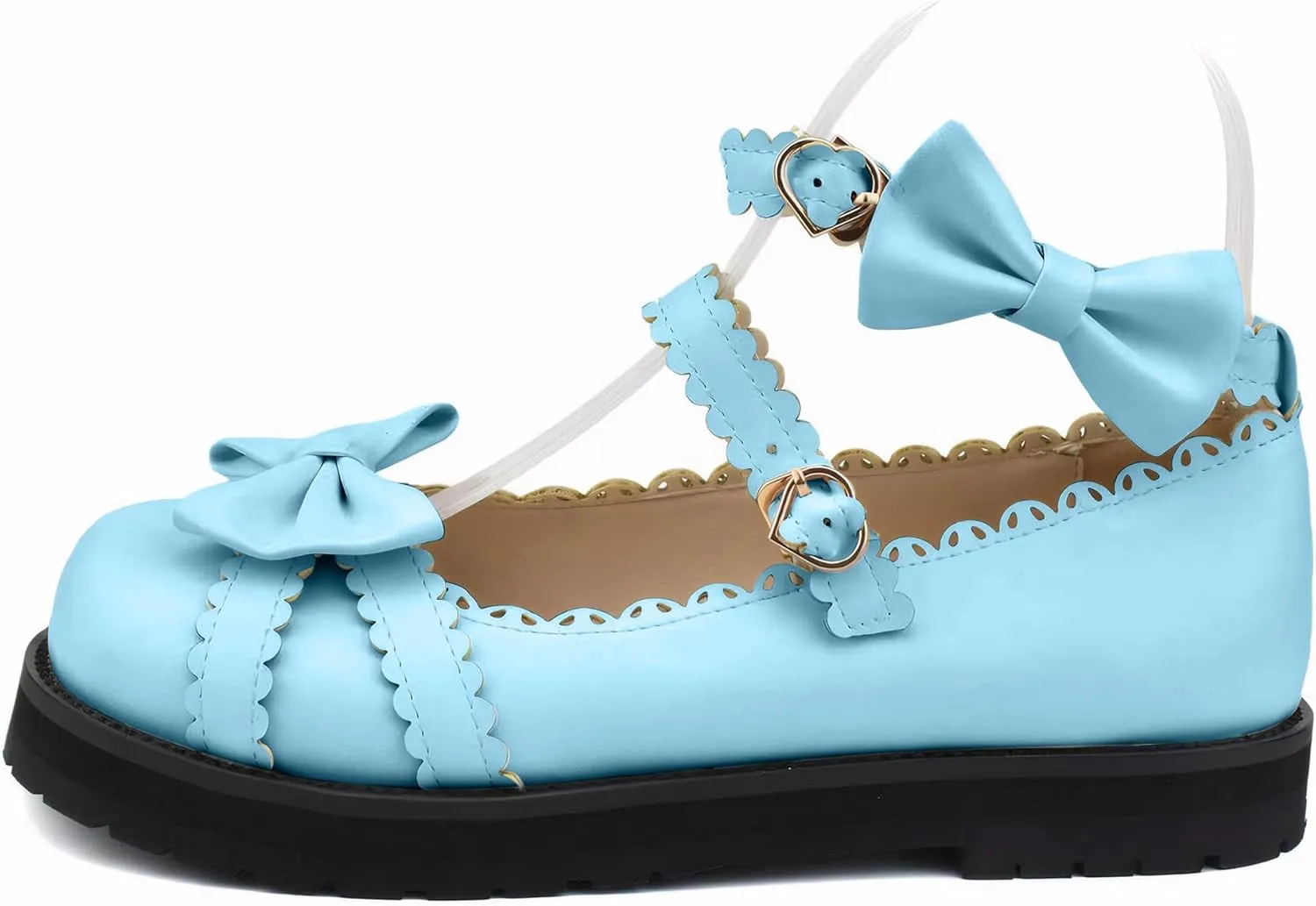 100FIXEO Women's Ankle Strap Platform Mary Janes Kawaii Goth Shoes with Bows