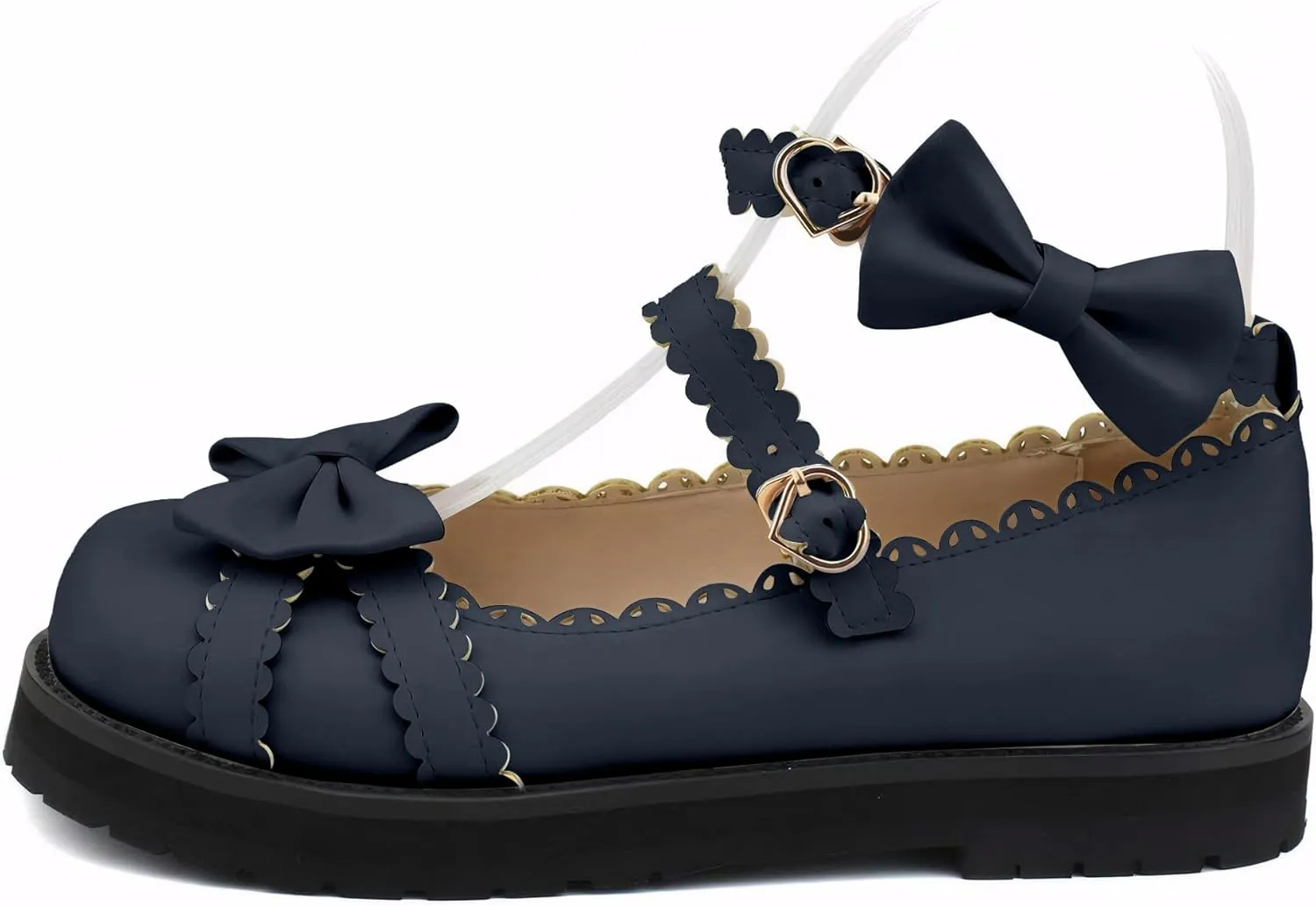 100FIXEO Women's Ankle Strap Platform Mary Janes Kawaii Goth Shoes with Bows