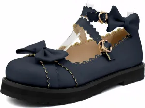100FIXEO Women's Ankle Strap Platform Mary Janes Kawaii Goth Shoes with Bows