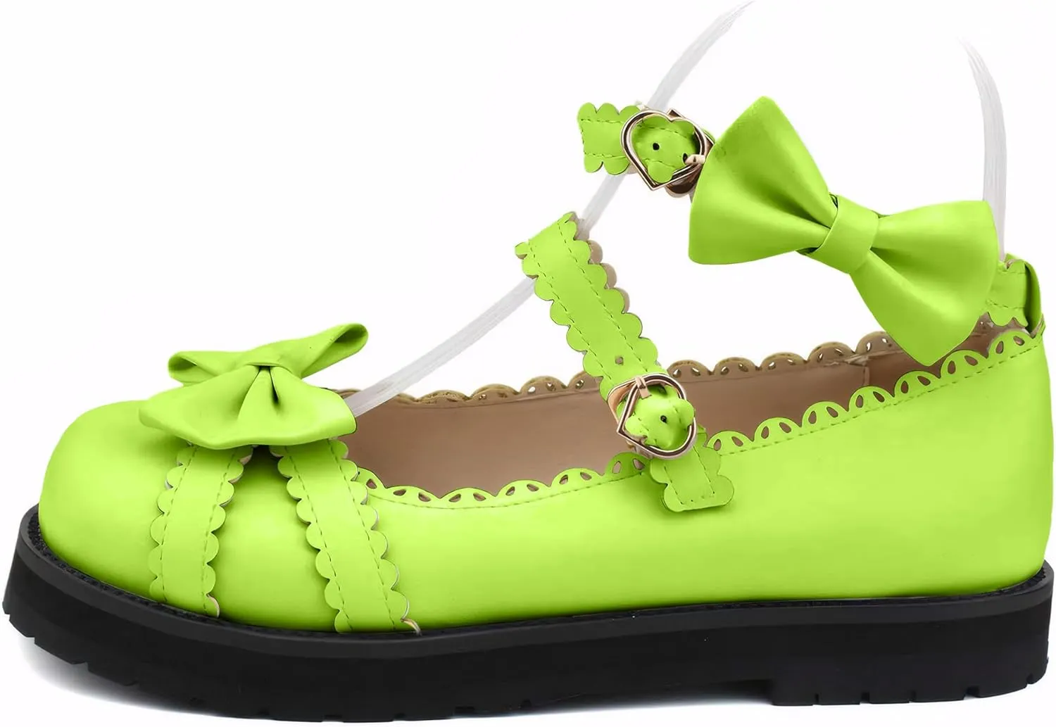 100FIXEO Women's Ankle Strap Platform Mary Janes Kawaii Goth Shoes with Bows
