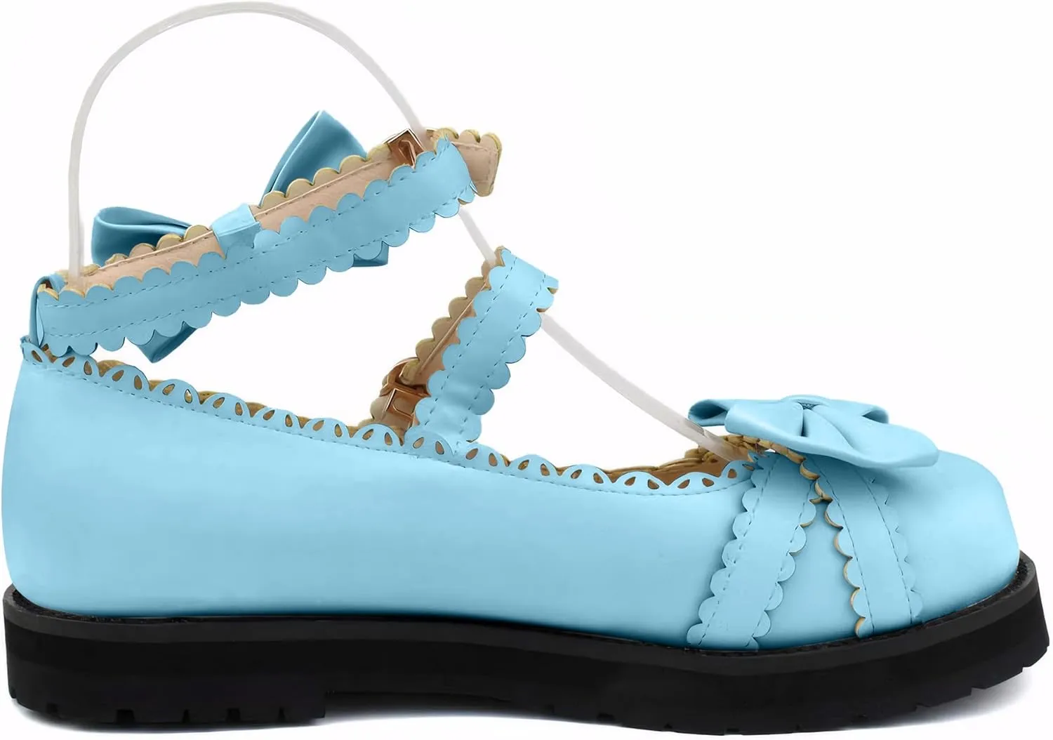 100FIXEO Women's Ankle Strap Platform Mary Janes Kawaii Goth Shoes with Bows