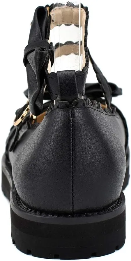 100FIXEO Women's Ankle Strap Platform Mary Janes Kawaii Goth Shoes with Bows
