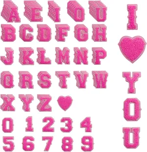104 Pcs M¿Letterman Jacket Patches, Chenille Letter Patches, (Pink)