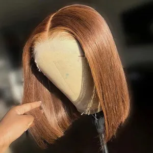 13X4 HD Transparent Pre Plucked Straight Colored #4 Brown Bob Wig 100% Unprocessed Human Hair Glueless Lace Frontal Wigs Natural Hairline Lace Front Chocolate Brown Bob Wigs For Black Women 8 Inch
