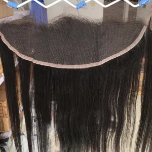 13x4 Long Deep Parting HD Swiss Lace Melt Skin Lace Closure Raw Hair Materials Straight Style Much Fuller with Natural Hair Line Human Hair Natural Black Color (HD 13x4 lace frontal, 14inch)