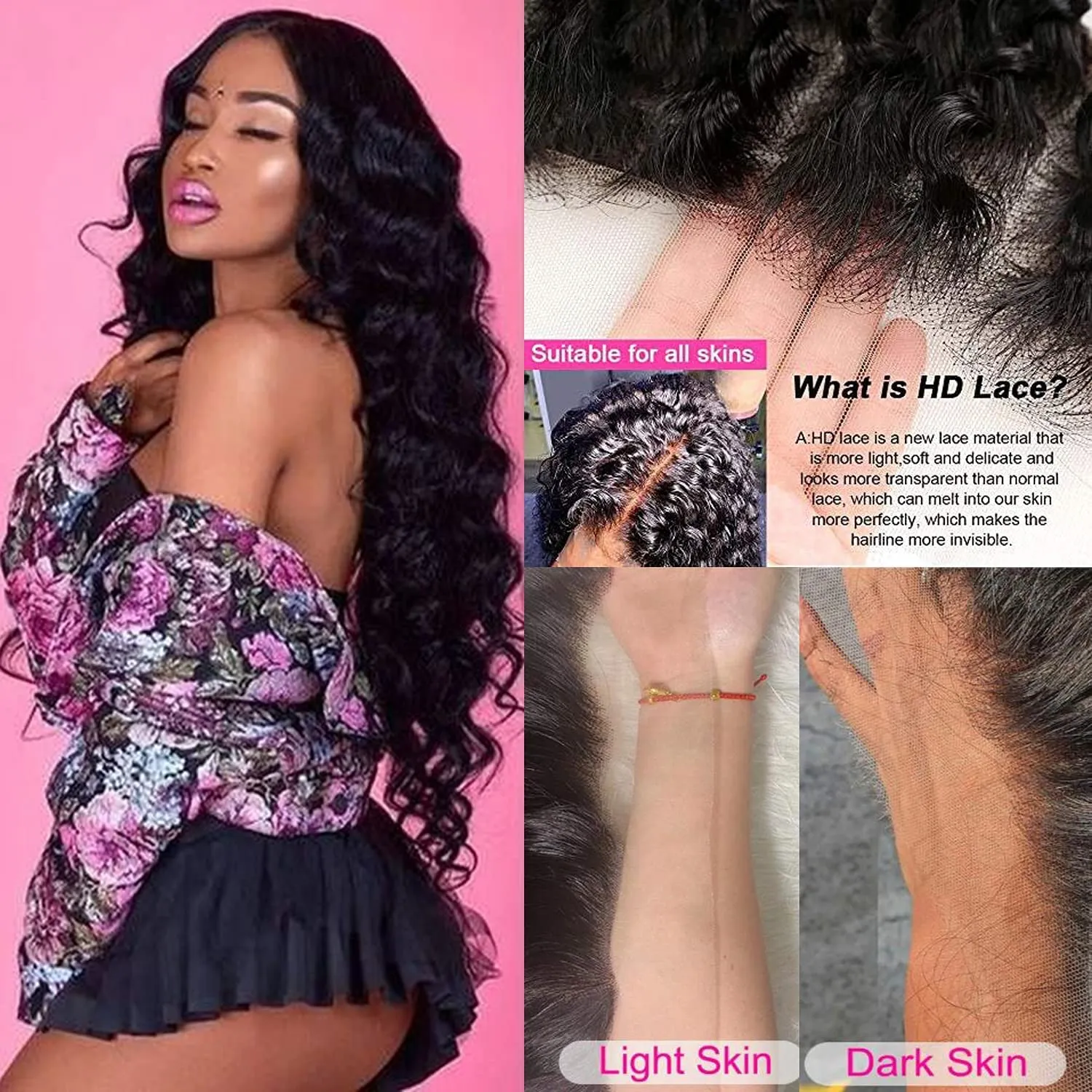 13X4 Loose Deep Wave Lace Front Wigs Human Hair 28 Inch Pre Plucked with Baby Hair 13X4 Transparent Lace Frontal Human Hair Wigs Brazilian Virgin Hair Natural Hairline Wet and Wavy 150% Density