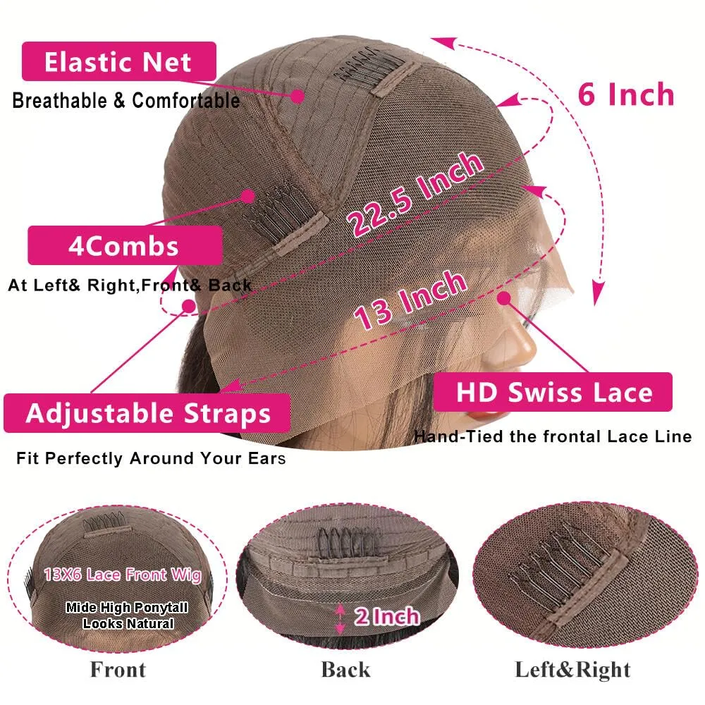 13x6 Body Wave Lace Front Wigs Human Hair 180 Density HD Transparent Lace Frontal Body Wave Wigs Pre Plucked Brazilian Virgin Glueless Wig Human Hair For Women 24 Inch Full End