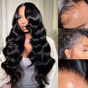 13x6 Body Wave Lace Front Wigs Human Hair Pre Plucked 20Inch 180% Density HD Transparent Lace Frontal Wigs for Women Glueless Wig with Baby Hair