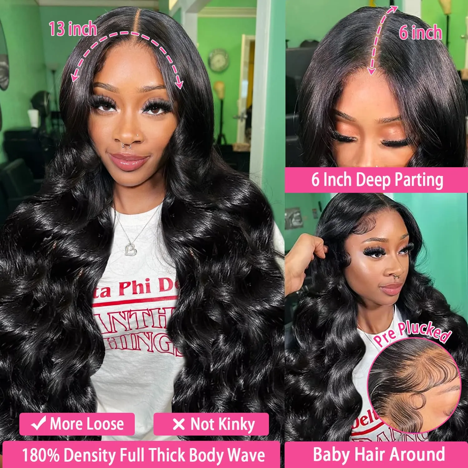 13x6 Body Wave Lace Front Wigs Human Hair Pre Plucked HD Transparent Lace Frontal Wigs Human Hair 180% Density Glueless Human Wigs with Baby Hair for Women 26 Inch
