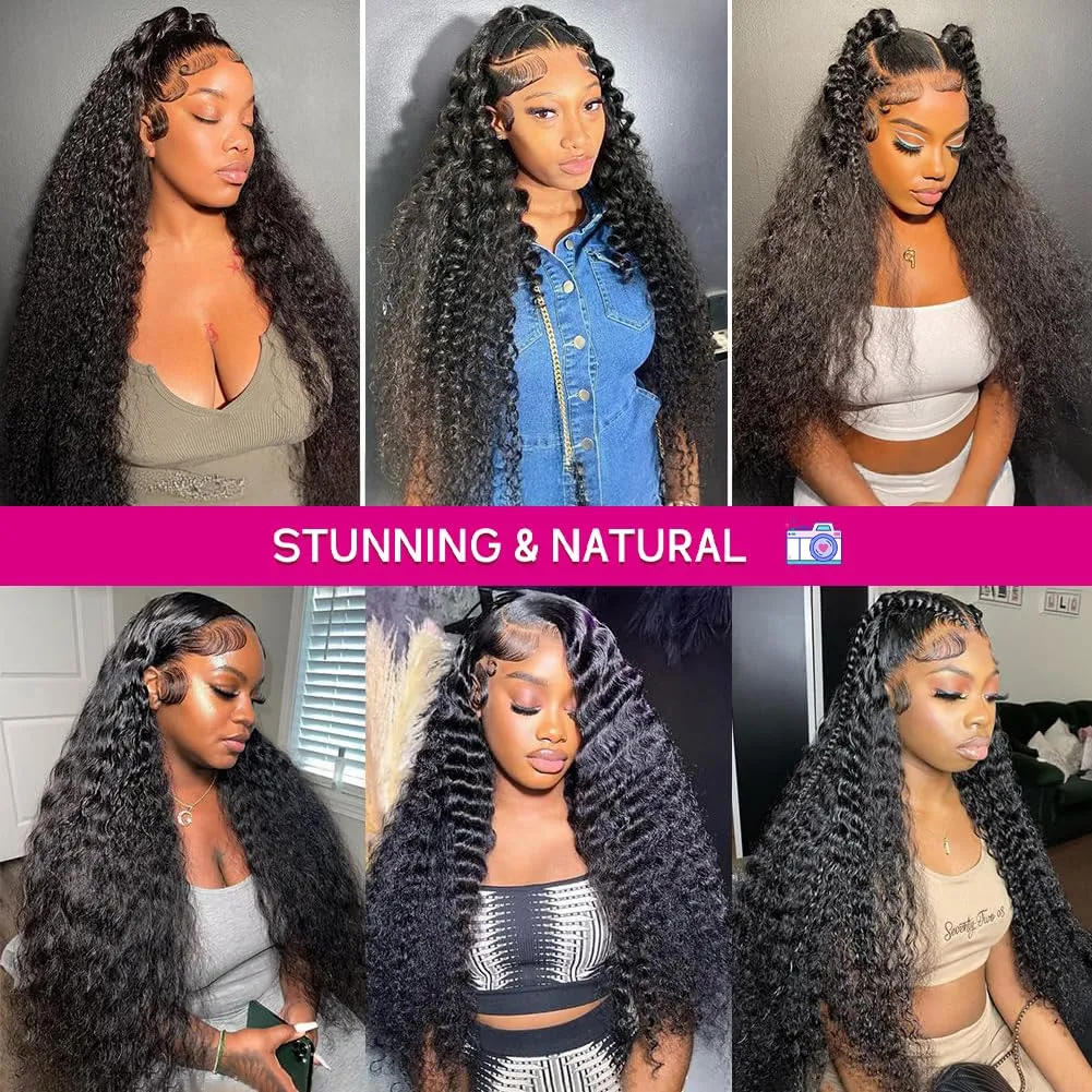 13x6 Deep Wave Lace Front Wigs Human Hair HD Lace Front Wigs Human Hair For Women Curly Human Hair Wig Pre Plucked with Baby Hair 180% Water Wave Lace Front Wigs 18inch