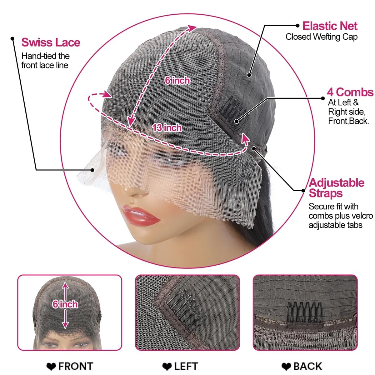 13x6 Lace Front Wigs Human Hair Pre Plucked Body Wave HD Lace Front Wigs Human Hair 13x6 HD Lace Frontal Glueless Wigs Human Hair 200 Density Brazilian Virgin Human Hair Wig for Women (26 Inch)