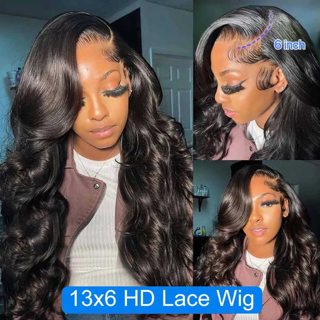 13x6 Lace Front Wigs Human Hair Pre Plucked Body Wave HD Lace Front Wigs Human Hair Glueless Wig for Women 180 Density 13x6 Frontal Wigs Body Wave Human Hair Wigs 36 Inch