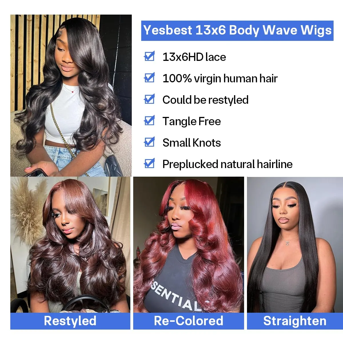 13x6 Lace Front Wigs Human Hair Pre Plucked Body Wave HD Lace Front Wigs Human Hair Glueless Wig for Women 180 Density 13x6 Frontal Wigs Body Wave Human Hair Wigs 36 Inch