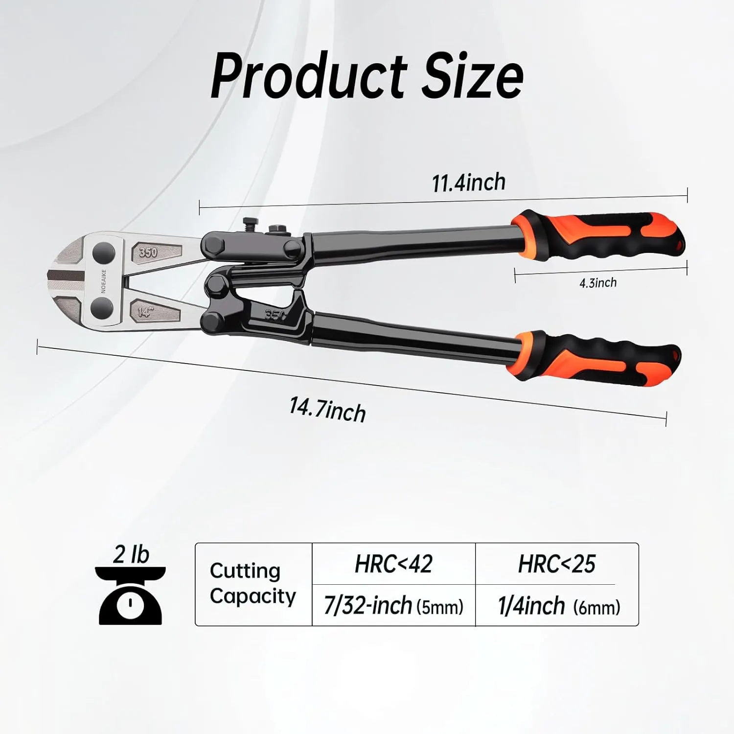 14 Inch Bolt Cutter Heavy Duty Forged T8 Steel Blade Wire Cutters for Chain/Metal/Screw/Rivet/Fence with Rubber Grip Handle