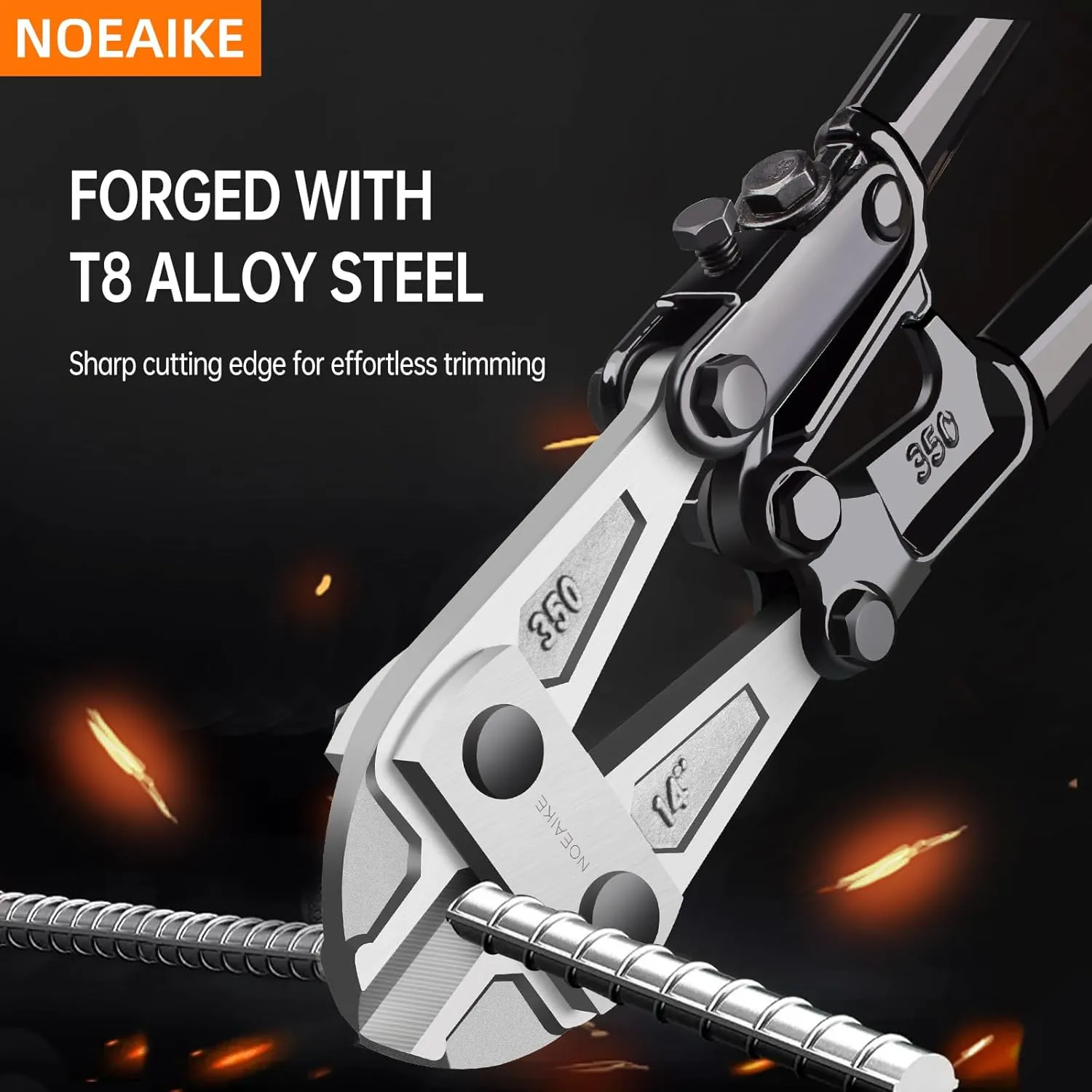 14 Inch Bolt Cutter Heavy Duty Forged T8 Steel Blade Wire Cutters for Chain/Metal/Screw/Rivet/Fence with Rubber Grip Handle