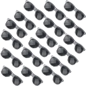 18 Pcs Race Car Checkered Sunglasses White Frame Black Checker Sunglasses for Kids Racecar Party Favor Supplies Racing Theme Birthday Gift