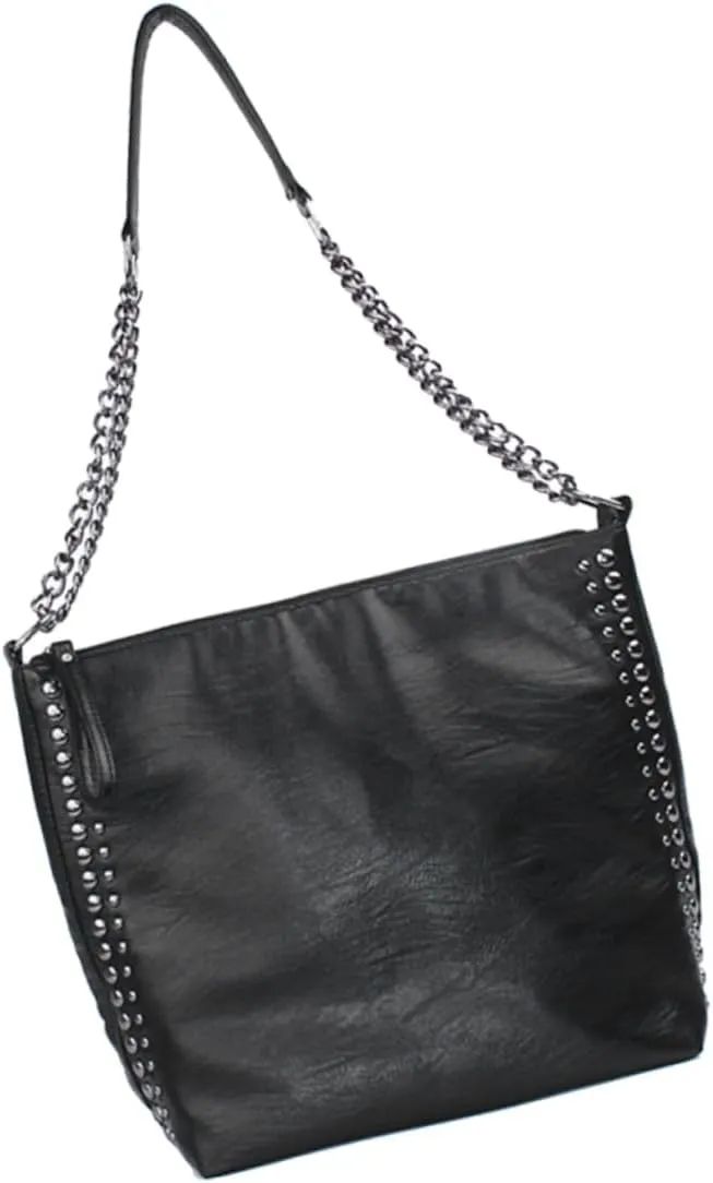 1PC Large Capacity PU Leather Shoulder Bag for Women Chic Rivet Design for Travel Parties and Daily Use Lightweight and Durable Tote with Smooth Zipper Closure