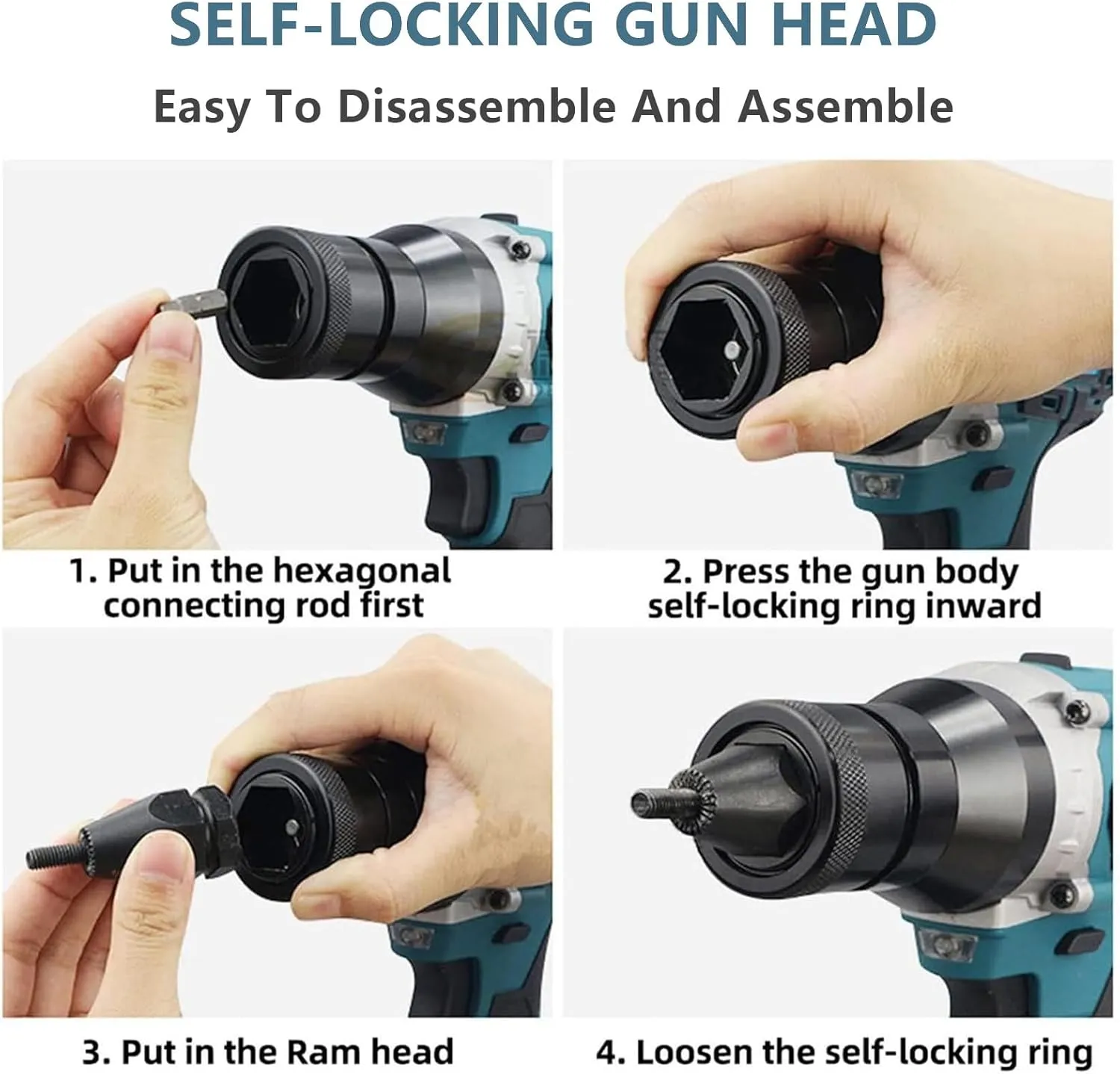2-in-1 Cordless Rivet Nut Gun Set,Portable Automatic Rivet Gun with M3/M4/M5/M6/M8/M10/M12 Battery Powered Pop Rivet Insert Installation Tool,2Battery-5200mAh