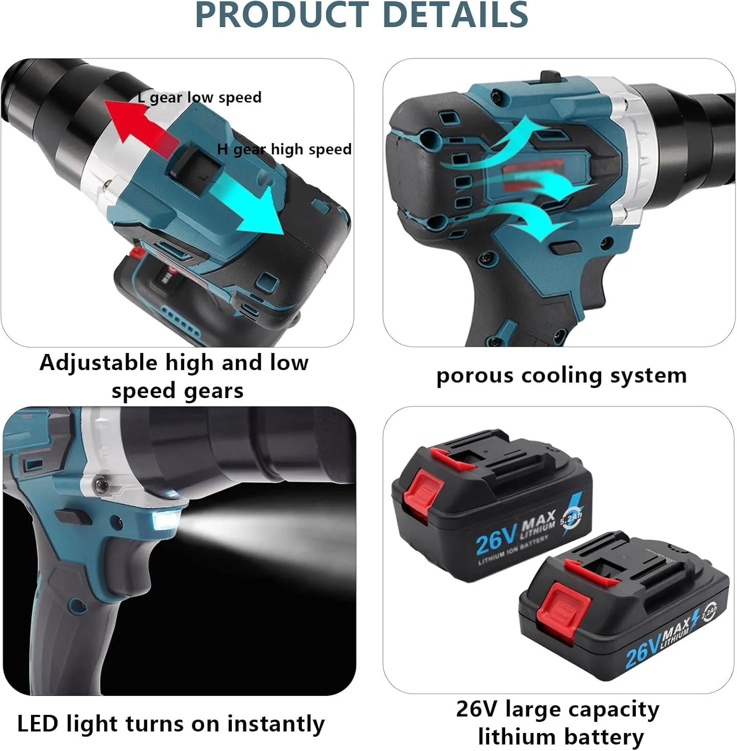 2-in-1 Cordless Rivet Nut Gun Set,Portable Automatic Rivet Gun with M3/M4/M5/M6/M8/M10/M12 Battery Powered Pop Rivet Insert Installation Tool,2Battery-5200mAh