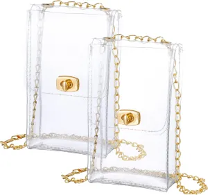 2 Pcs Clear Bag Stadium Approved Small Clear Purses PVC Plastic Bag for Women Men Sporting Concert