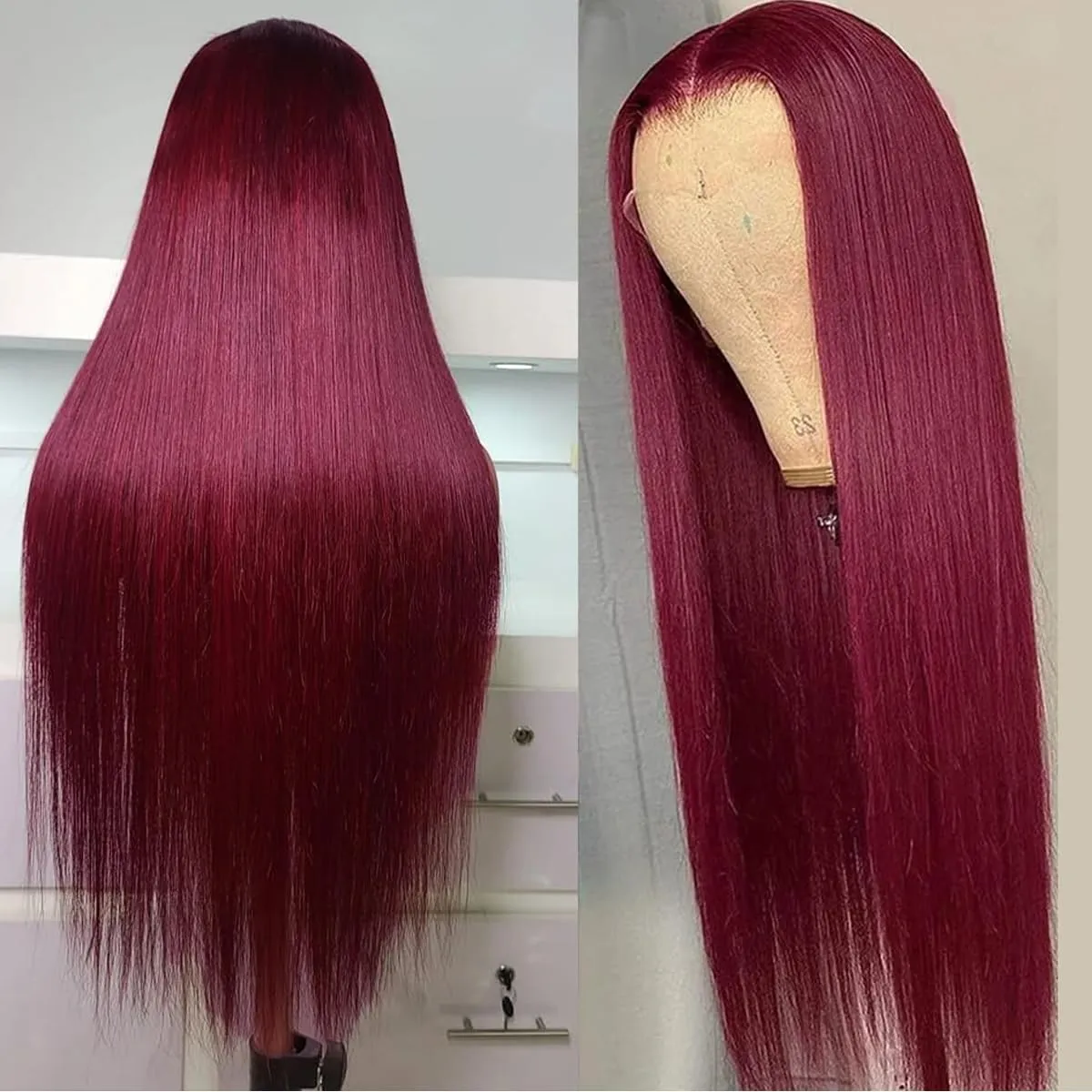 200 Density Burgundy Straight Lace Front Wigs Human Hair 99J 13x6 HD Lace Frontal Red Wigs Pre Plucked With Baby Hair Brazilian Virgin Human Hair Glueless Wigs for Women Natural Hairline 24 Inch