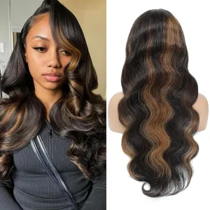 22 Inch 13x4 Ombre Lace Front Wigs Human Hair 180 Density 1B/30 Highlight Ombre 13x4 HD Transparent Lace Front Wigs Colored Balayage Wig Body Wave Human Hair Wigs for Women