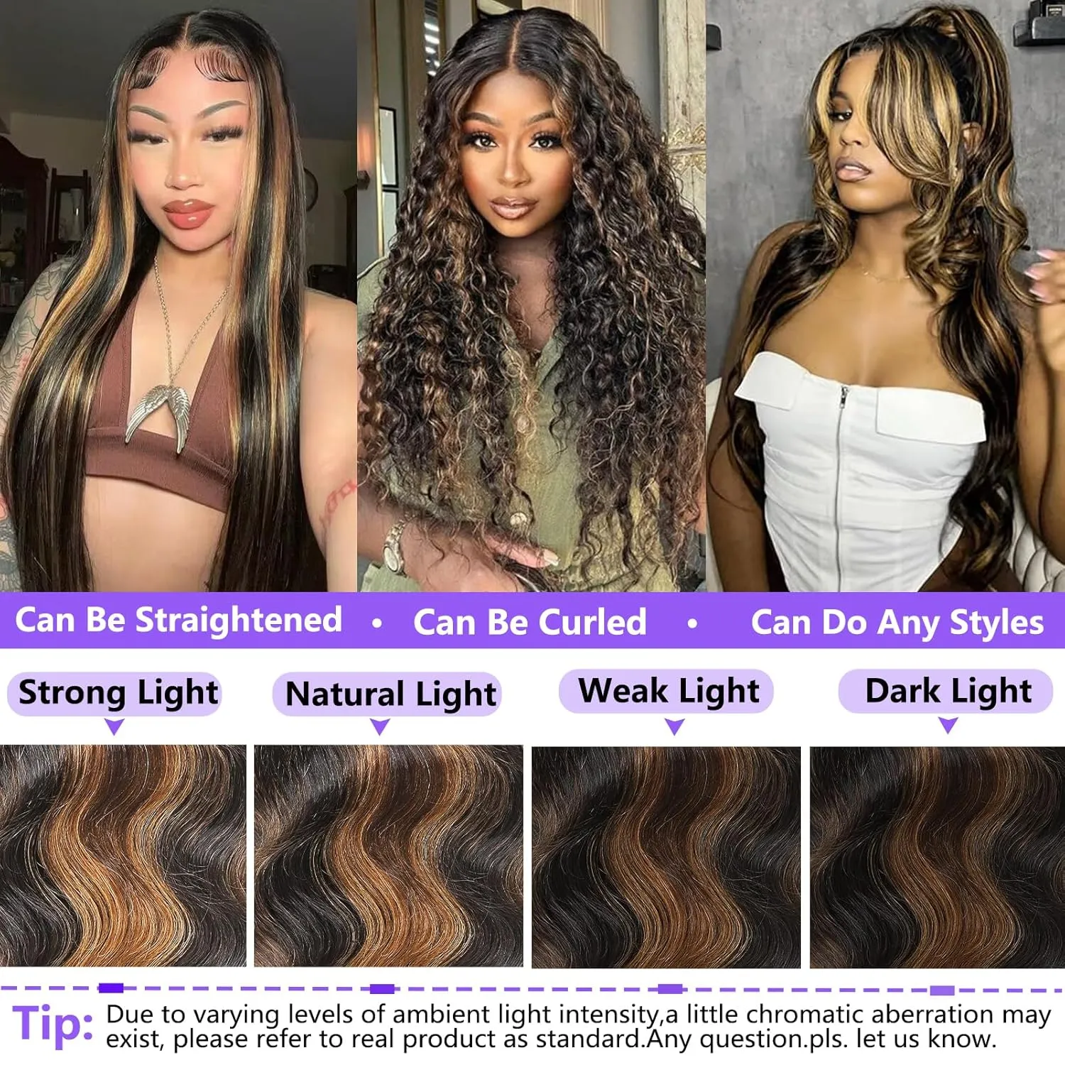 22 Inch 13x4 Ombre Lace Front Wigs Human Hair 180 Density 1B/30 Highlight Ombre 13x4 HD Transparent Lace Front Wigs Colored Balayage Wig Body Wave Human Hair Wigs for Women
