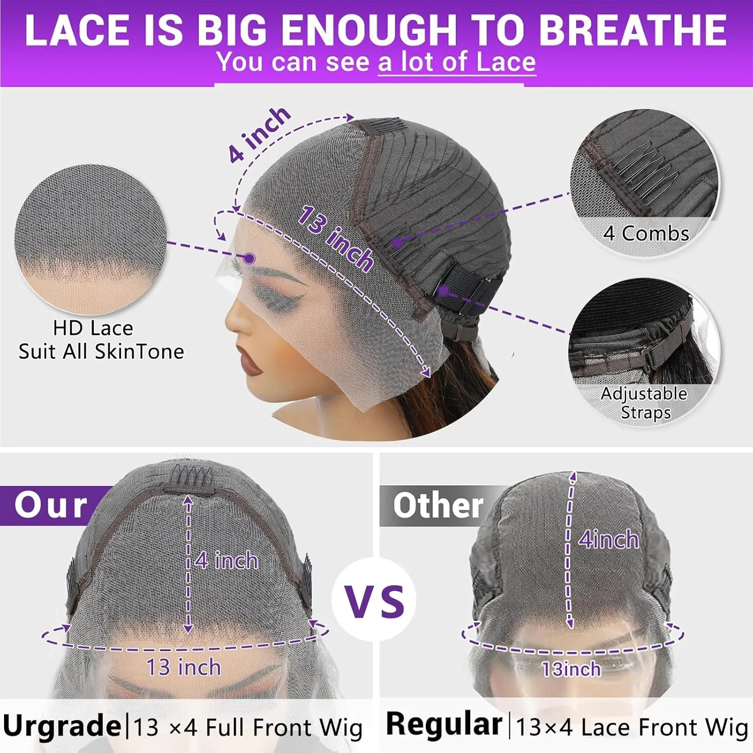22 Inch 13x4 Ombre Lace Front Wigs Human Hair 180 Density 1B/30 Highlight Ombre 13x4 HD Transparent Lace Front Wigs Colored Balayage Wig Body Wave Human Hair Wigs for Women