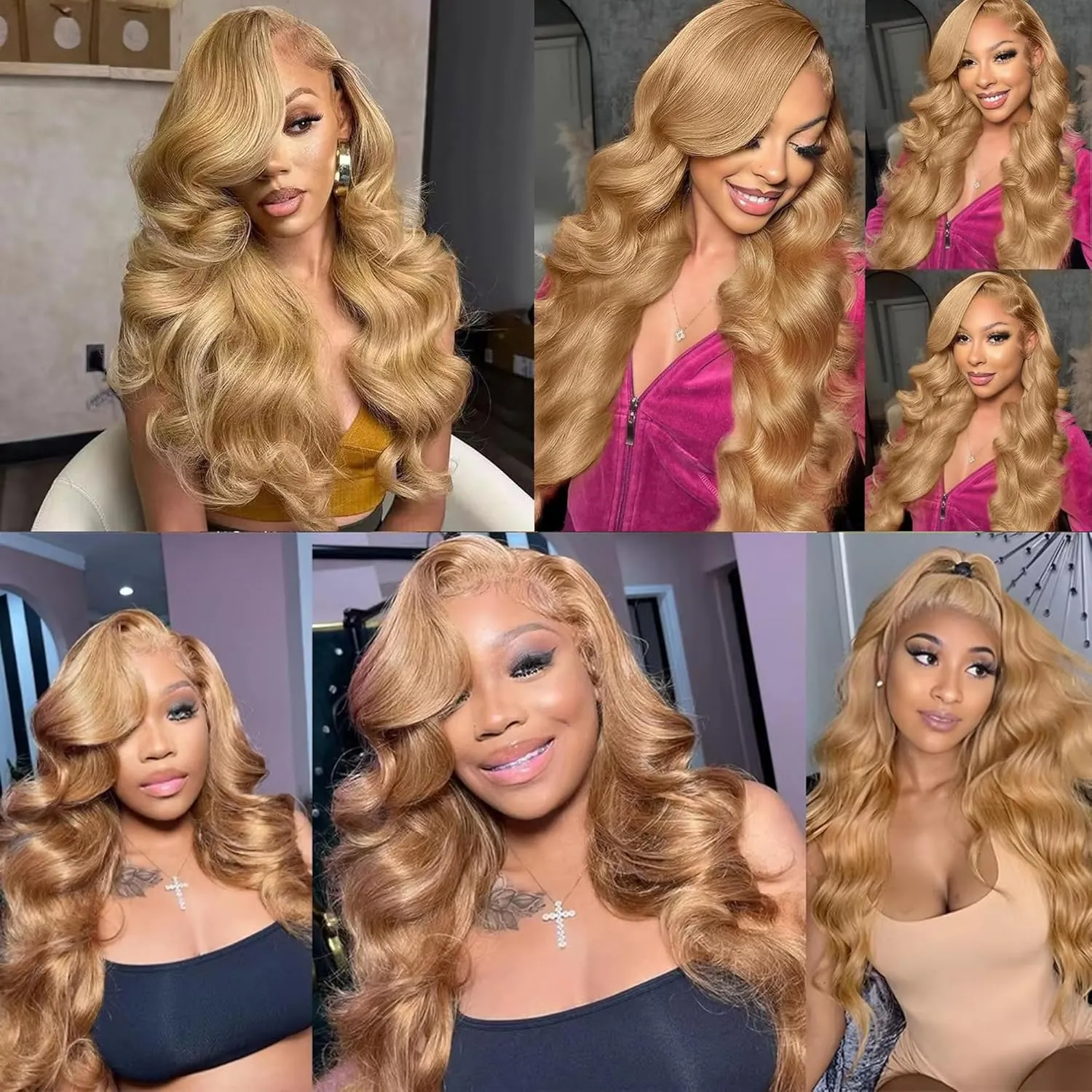 22 Inch Honey Blonde Wig Human Hair Body Wave 13x6 HD Lace Front Wigs Human Hair 27# Colored Pre Plucked Honey Blonde Body Wave Lace Front Wigs Human Hair 180% Density Glueless Wigs for Women
