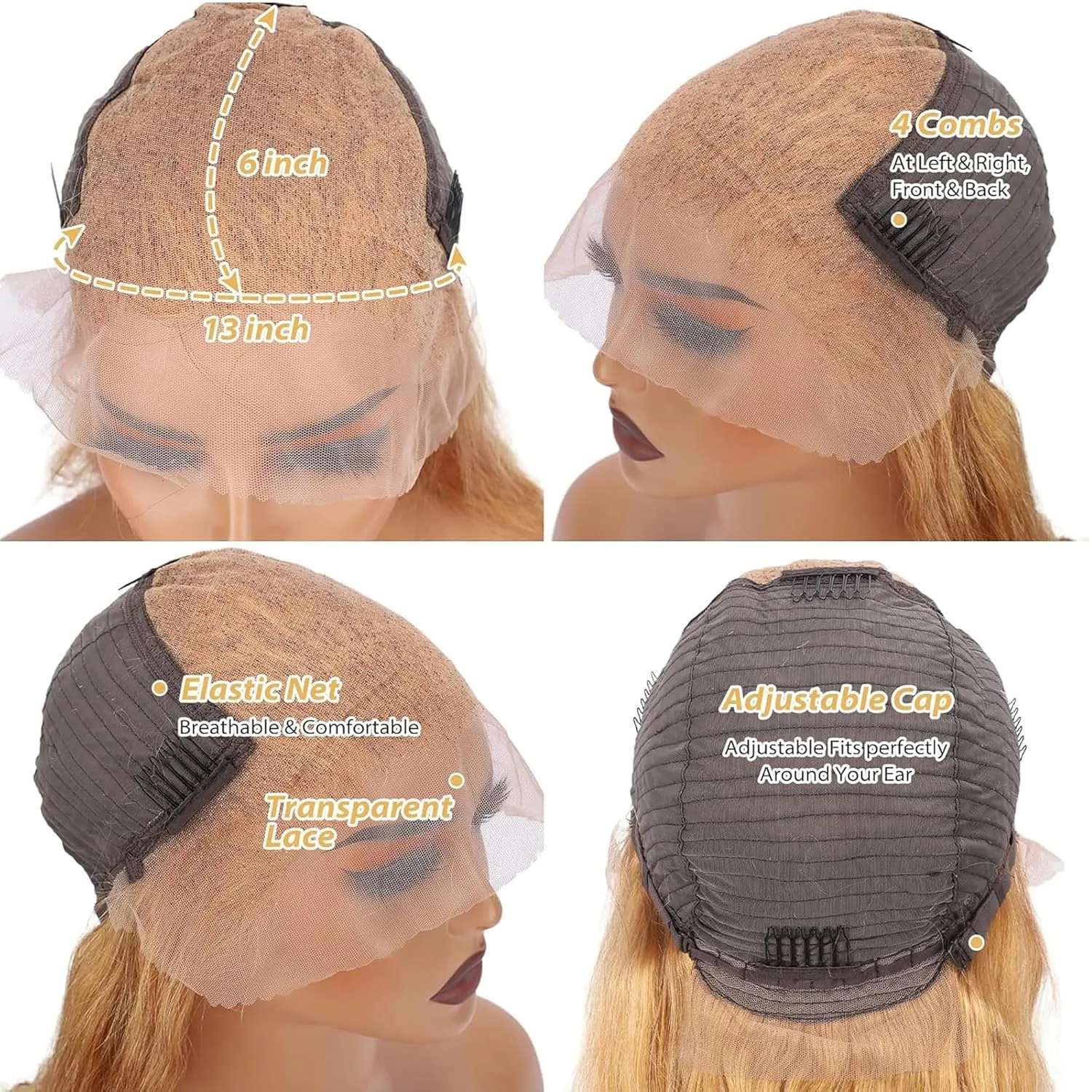 22 Inch Honey Blonde Wig Human Hair Body Wave 13x6 HD Lace Front Wigs Human Hair 27# Colored Pre Plucked Honey Blonde Body Wave Lace Front Wigs Human Hair 180% Density Glueless Wigs for Women