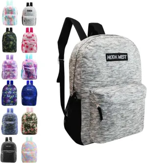 24-Pack 17" Classic Backpacks for Kids - Bookbags in Bulk for Elementary, Middle, and High School Students, 12 Assorted Colors