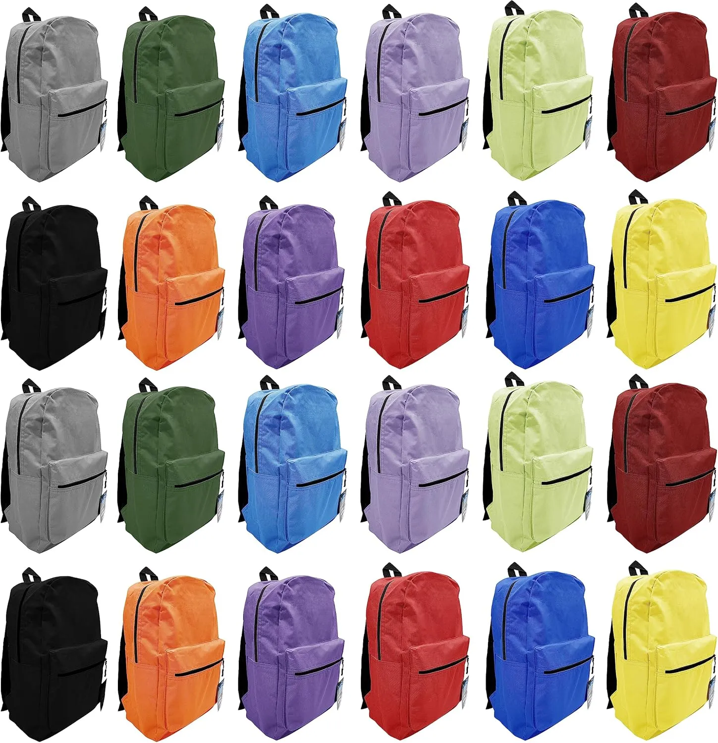 24 Pack Backpack, Bulk 17 inch Outdoor Travel Zippered Bags Bulk Pack for Corporate Events Men & Women