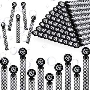 24 Pcs Race Car Party Favors Checkered Bubble Wands Black and White Checkered Mini Bubble Wand for Race Car Birthday Party Supplies Activity Prizes Piñata Goodie Bag Stuffers Gifts