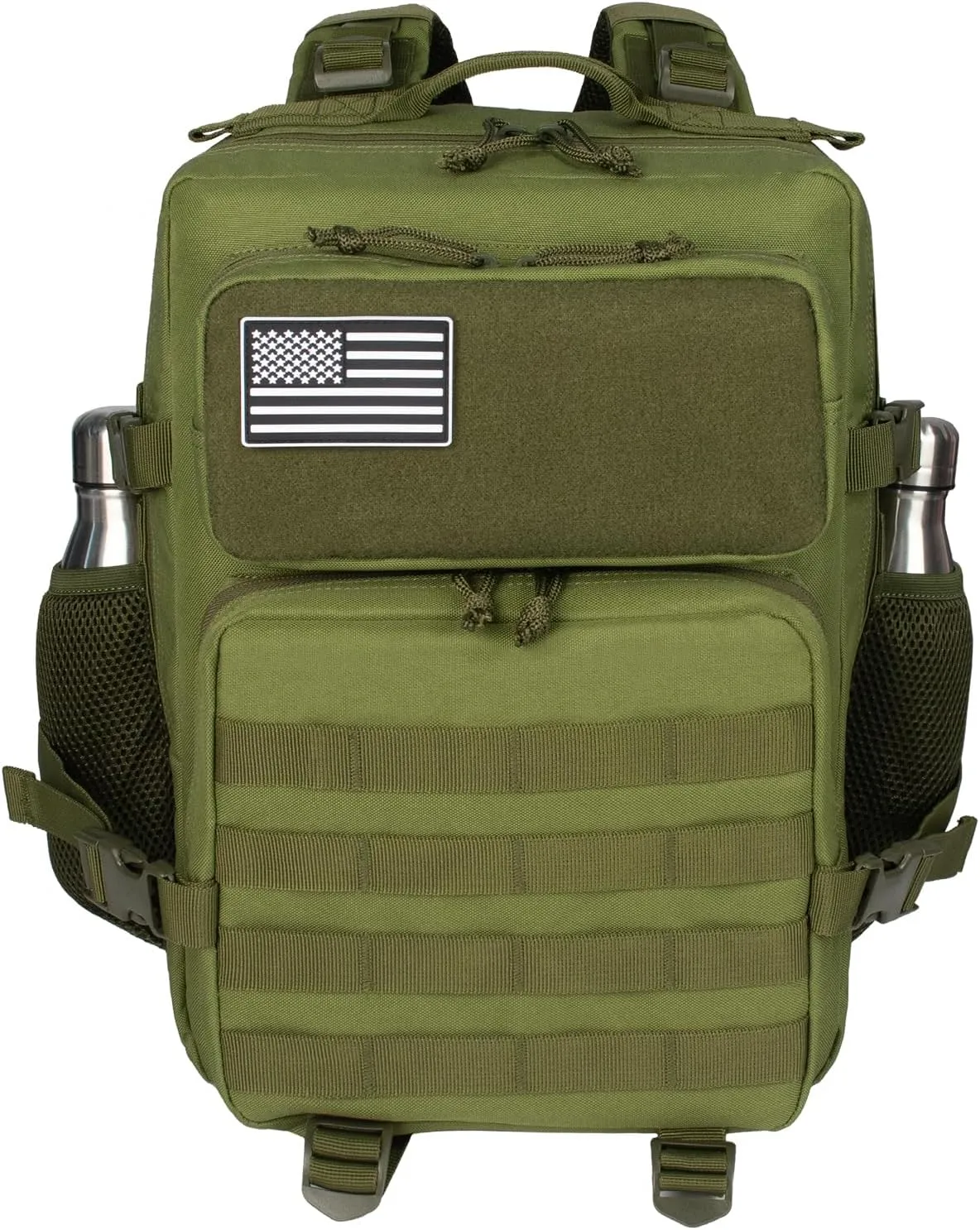 25L Small Military Tactical Backpack For Men Woman Molle Army Pack Survival Bug Out Bag Hiking Rucksack Gym Backpacks With Bottle Holder Outdoor Camping Work Daypack Green