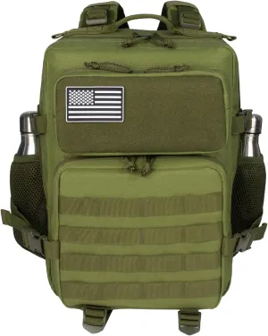 25L Small Military Tactical Backpack For Men Woman Molle Army Pack Survival Bug Out Bag Hiking Rucksack Gym Backpacks With Bottle Holder Outdoor Camping Work Daypack Green