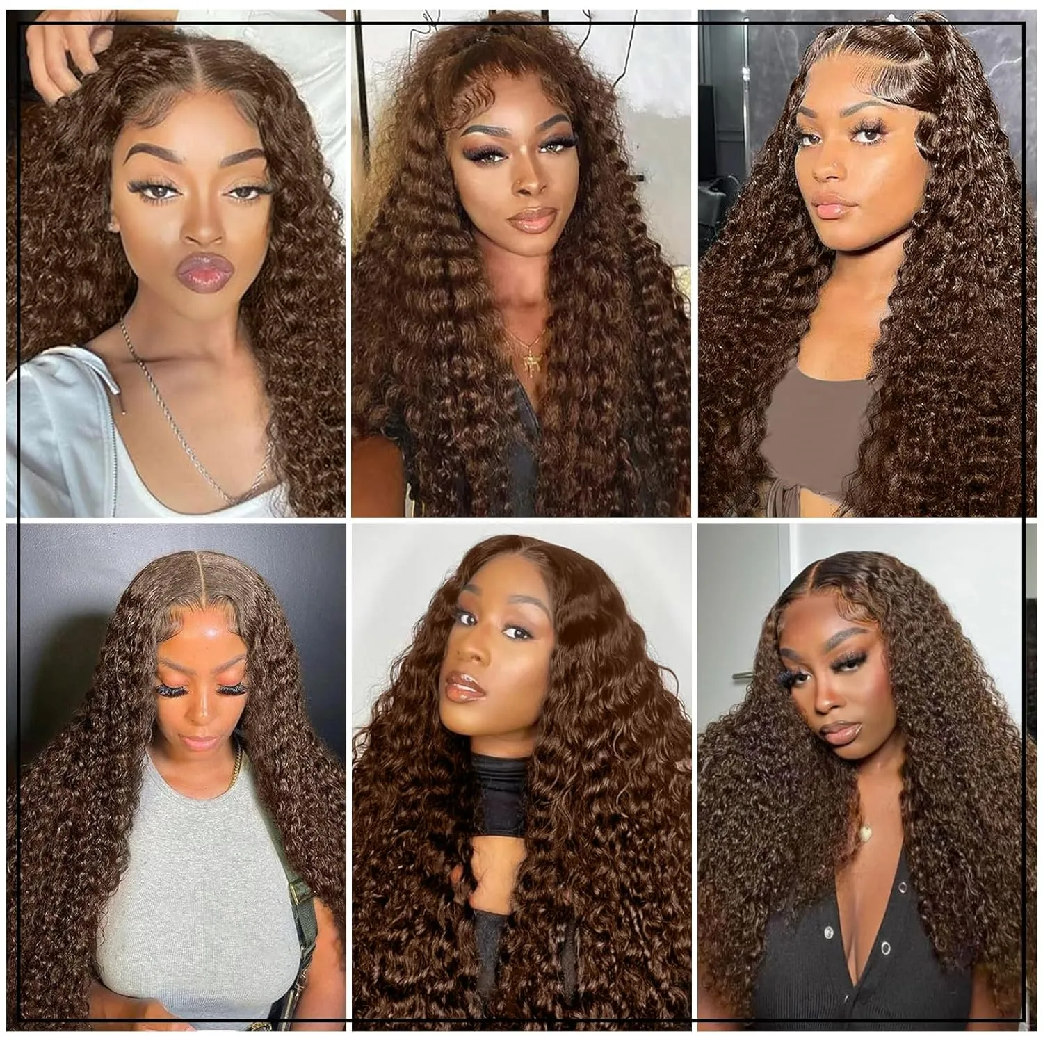 26 Inch Chocolate Brown Deep Wave Lace Front Wigs Human Hair 180 Density 4# 13x4 HD Lace Frontal Wigs Curly Human Hair Brown Glueless Wig For Women Pre Plucked with Natural Hairline