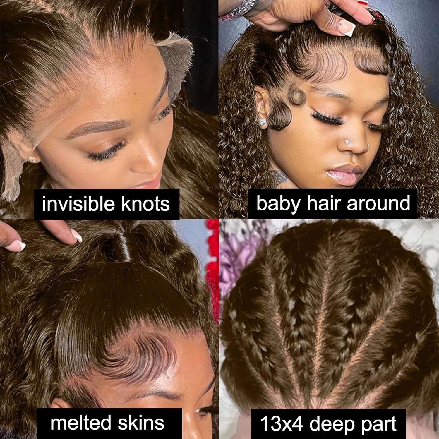 26 Inch Chocolate Brown Deep Wave Lace Front Wigs Human Hair 180 Density 4# 13x4 HD Lace Frontal Wigs Curly Human Hair Brown Glueless Wig For Women Pre Plucked with Natural Hairline