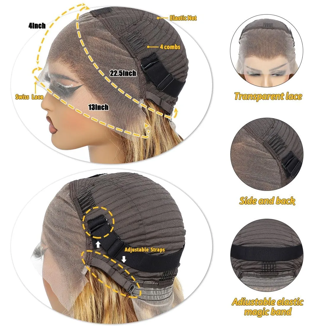 26 Inch Ombre Lace Front Wigs Human Hair 4/27 Body Wave Honey Blonde Wig Human Hair 13x4 HD Lace Front Wigs 180% Density Colored Highlight Lace Front Wig for Women
