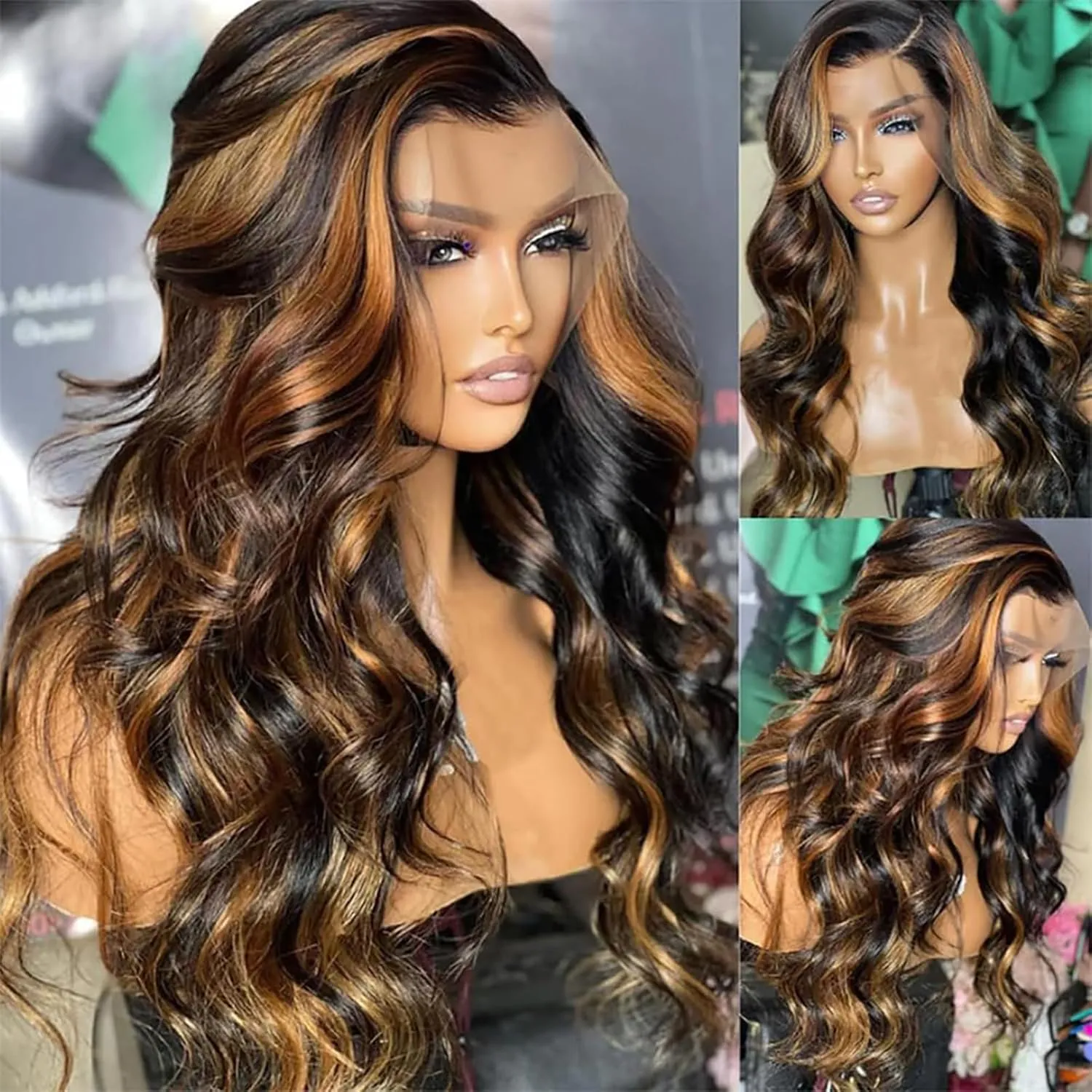 28 Inch 13x6 Ombre Lace Front Wigs Human Hair 200 Density 1B/30 Highlight Ombre 13x6 HD Transparent Lace Front Wigs Human Hair Colored Balayage Wig Body Wave Human Hair Wigs for Women