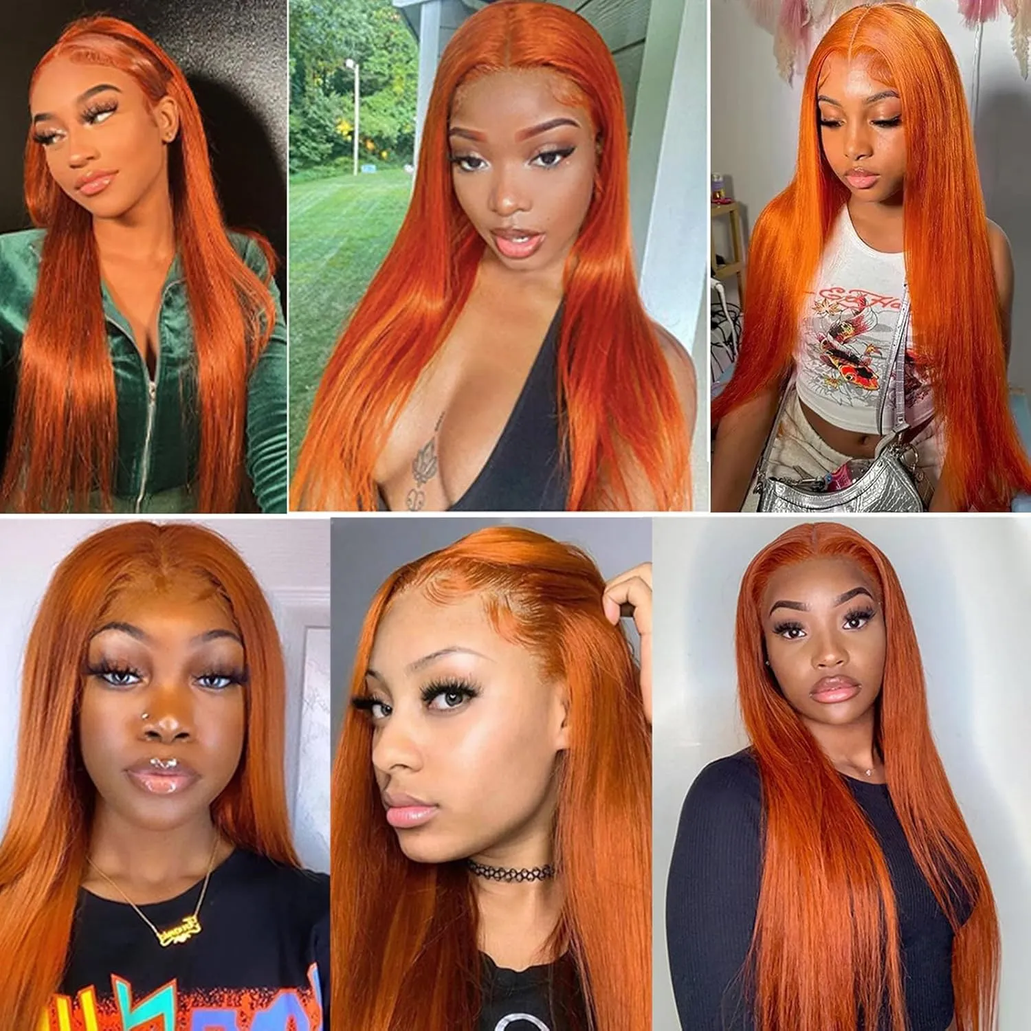 28-Inch #350 Ginger Orange Lace Front Wigs for Women - Pre-Plucked Straight 13x4 HD Lace Frontal Ginger Lace Front Human Hair Wig with Baby Hair - 180% Density
