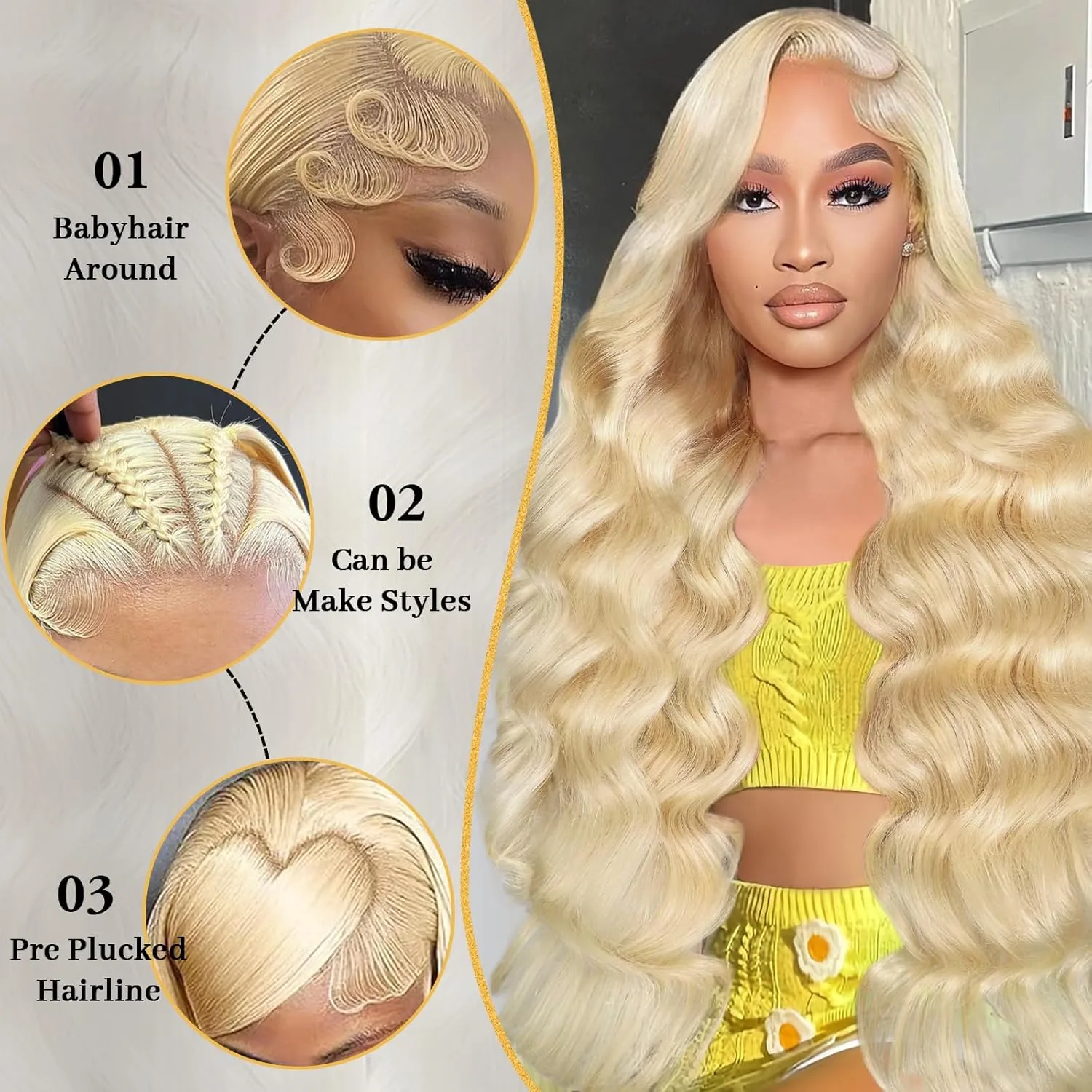 28 Inch 613 13x6 Lace Front Wig Human Hair 200 Density Body Wave Blonde HD Lace Front Wigs Human Hair Pre Plucked Blonde Wig Human Hair 613 Lace Frontal Wigs Human Hair