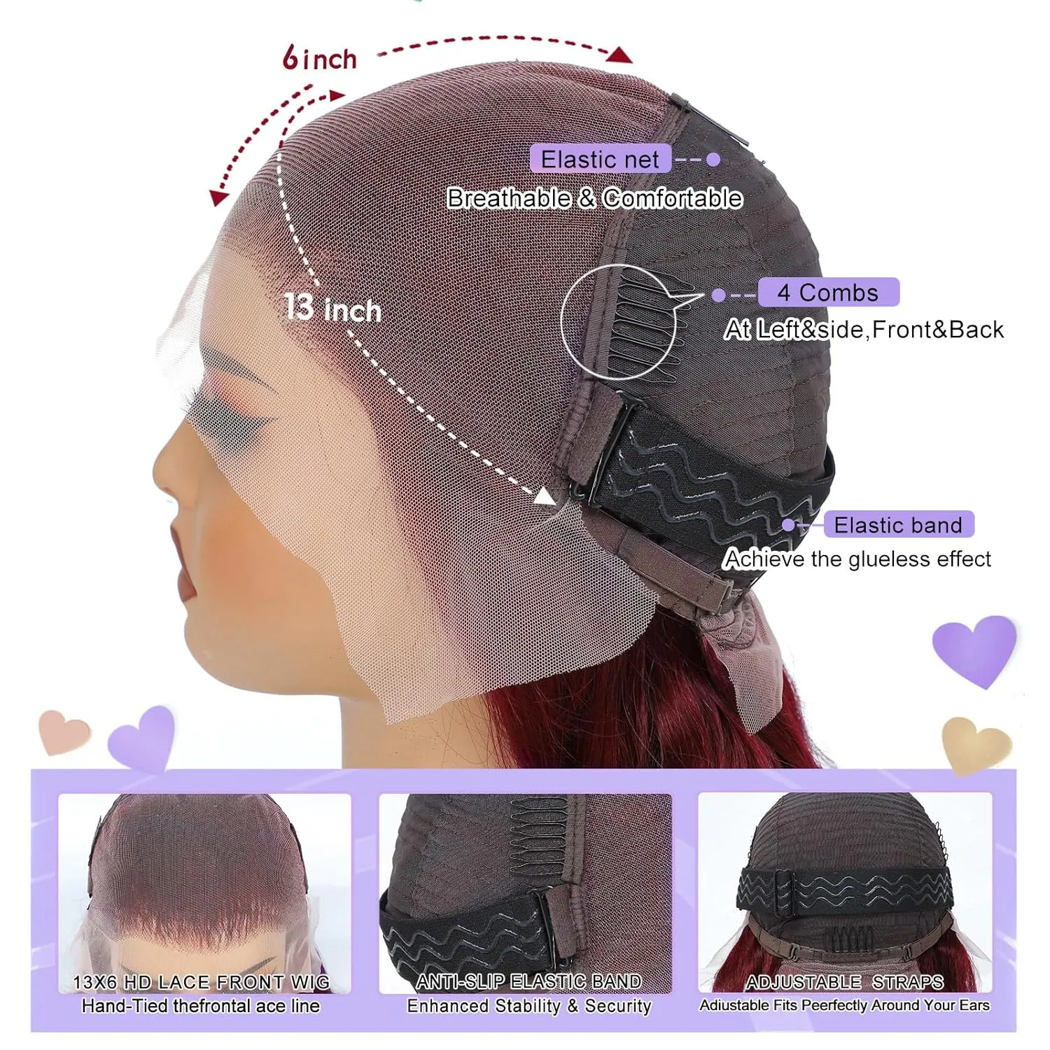 28 Inch 99J Burgundy Lace Front Wigs Human Hair 13x6 Lace Front Wigs Human Hair Body Wave HD Transparent with Baby Hair Red Wine Glueless Lace Front Wigs Human Hair Wigs for Women 180 Density